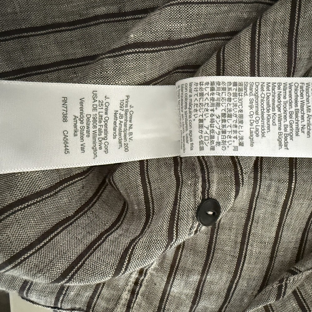 Madewell Perfect Fit Mens M Gray 100% Linen Striped Button Up Short Sleeve Shirt - Picture 9 of 11